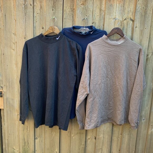 LOT OF 3 Vintage Nike Mockneck Sweaters M-L - Picture 2 of 8